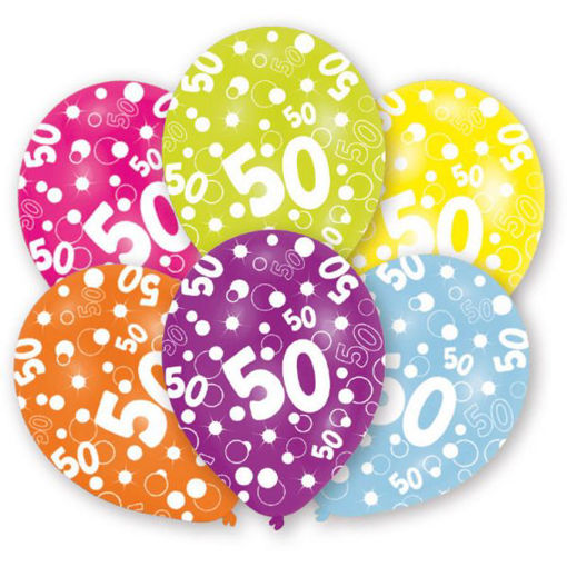 Picture of 50TH BIRTHDAY ASSORTED LATEX BALLOON 11INCH - 6PK